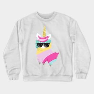 Unicorn Llama, Llama With Sunglasses, Cute Llama Crewneck Sweatshirt